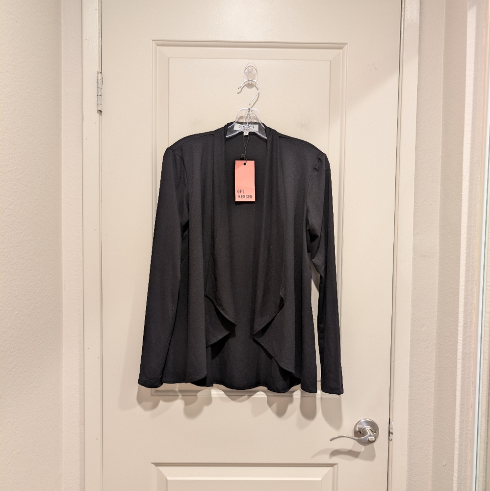 OF / MERCER Black Draped Lightweight Cardigan Small NWT